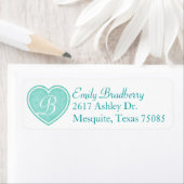 Etiket Aqua Blue Monogram Aangepast retouradres (Insitu)