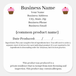 etiket Arkansas Cottage Food Law/Food Freedom Act