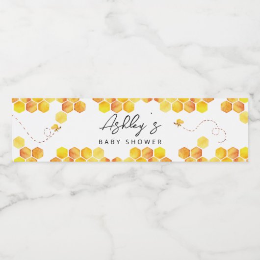 Etiket baby shower fles bijen (Enkel label)