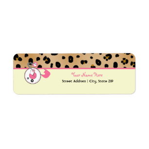 Etiket baby shower - Luipaard afdrukken en luidere