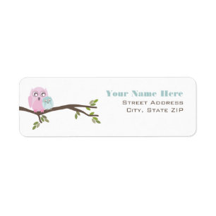 Etiket baby shower - Roze moeder en blauwe Baby