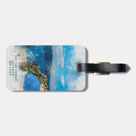 Etiket bagagelabel voor vakantiebruiloft in Grieke (Achterkant horizontaal)