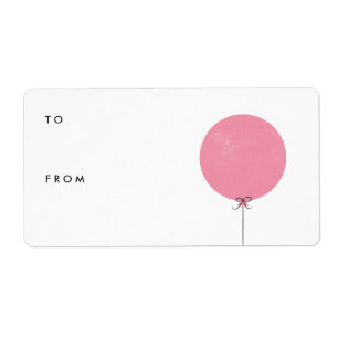 Etiket ballon met cadeau Label - Roos