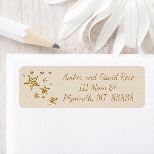 Etiket beige en Gold Star-kerstadres (Insitu)