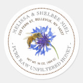 Etiket bewerkbare honinghoning Blauwe Bloembijen (Voorkant)