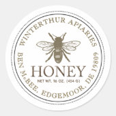 Etiket bewerkbare witte honing  bijen (Voorkant)