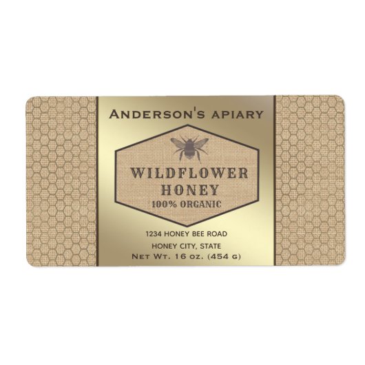 Etiket  bijenhonig honingbijen (Voorkant)