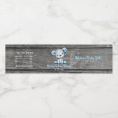 Etiket blauw Beer waterflesje, bijtend, sterren (Enkel label)