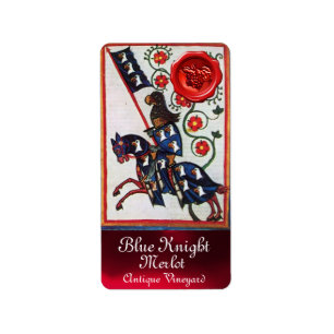 ETIKET BLAUW KNIGHT HORSEBACK WINE, RODE WAX SEKEL