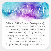 Etiket blauw paars waterverf verfingrediënt (Voorkant)