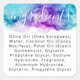 Etiket blauw paars waterverf verfingrediënt