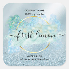 Etiket blauw waterverf op etiket kaarsen