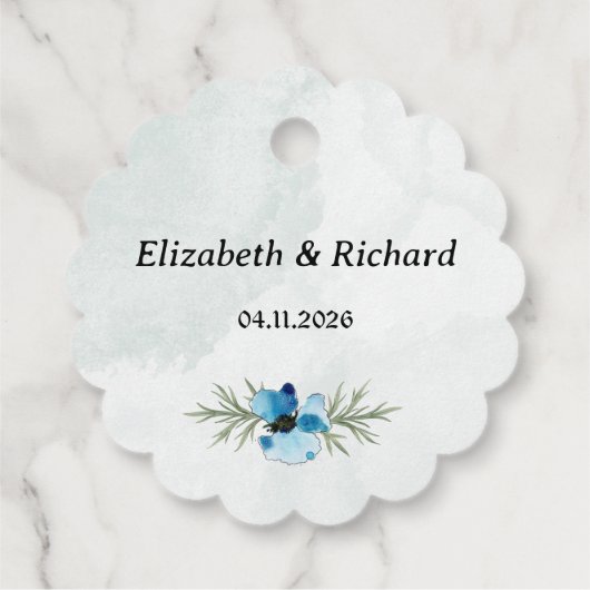 Etiket "Blauwe bloemen" (Achterkant)