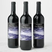 Etiket blauwe en witte koude riekwijn (Flessen)