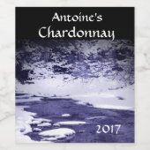 Etiket blauwe en witte koude riekwijn (Enkel label)