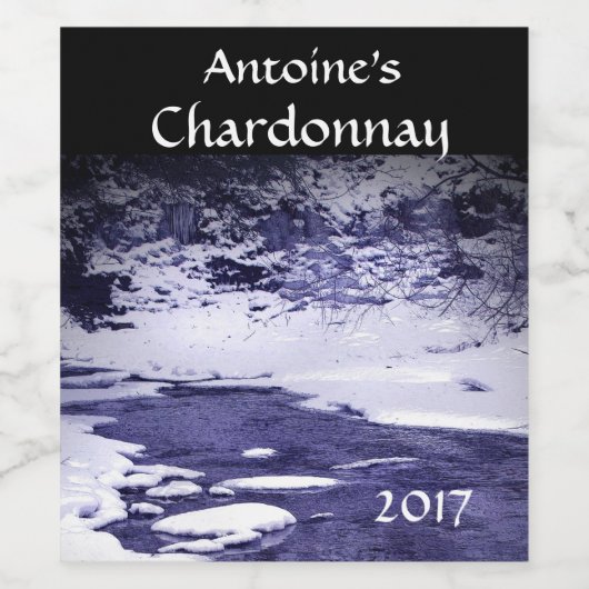 Etiket blauwe en witte koude riekwijn (Enkel label)