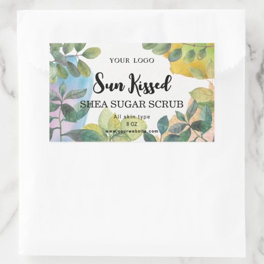 Etiket botanische groene bladeren in rechthoek (Tas)