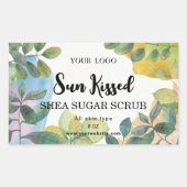 Etiket botanische groene bladeren in rechthoek (Voorkant)