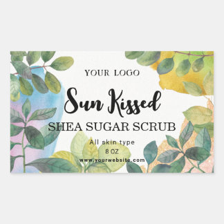 Etiket botanische groene bladeren in rechthoek