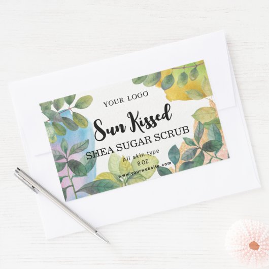 Etiket botanische groene bladeren in rechthoek (Envelop)