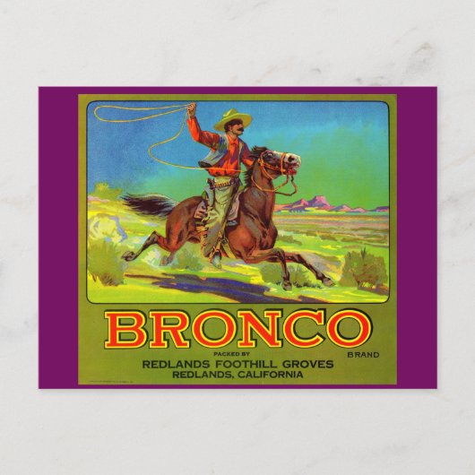 Etiket Bronco fruit uit de jaren 1920 Briefkaart (Voorkant)