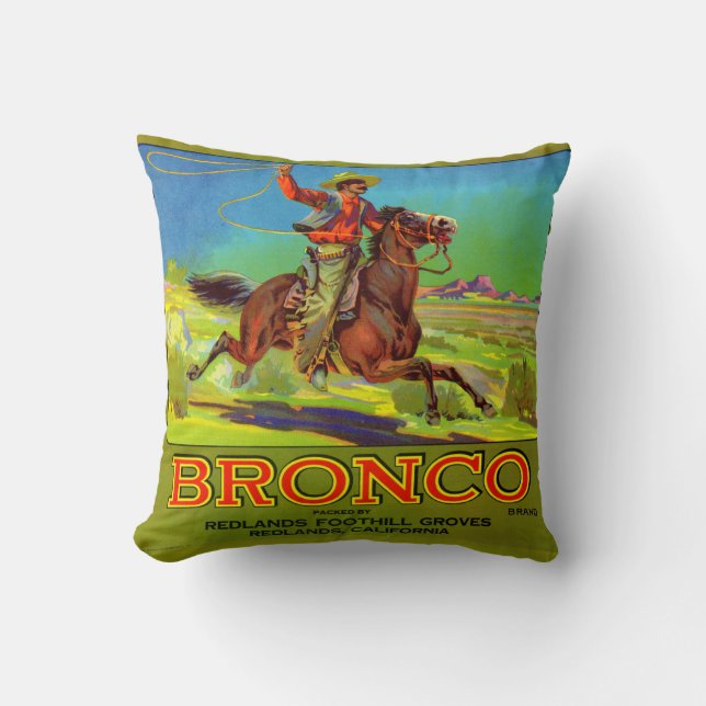 Etiket Bronco fruit uit de jaren 1920 Kussen (Voorkant)