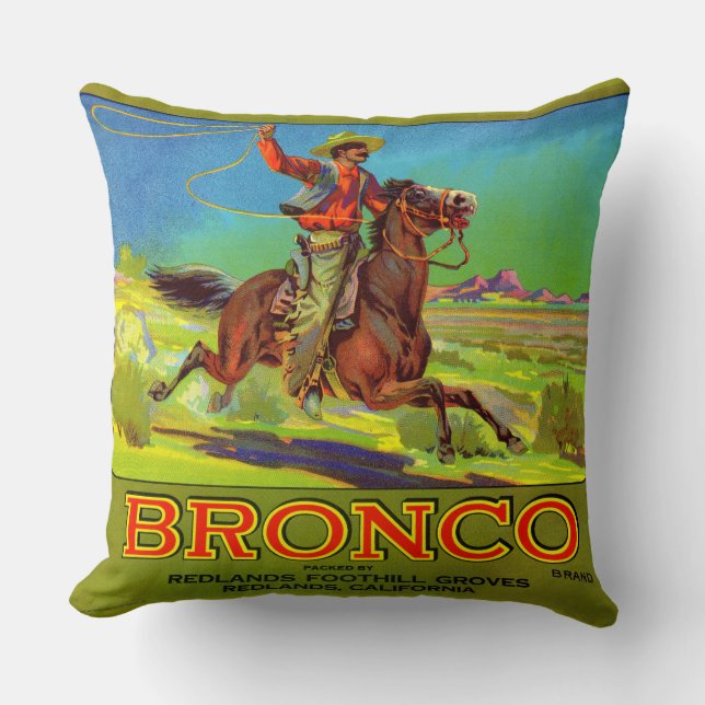 Etiket Bronco fruit uit de jaren 1920 Kussen (Voorkant)