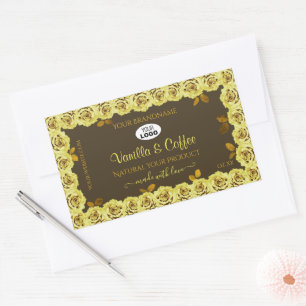 Etiket bruin product Gele rozen in Bloom voeg Logo