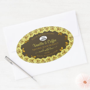 Etiket bruin product Gele rozen in Bloom voeg Logo