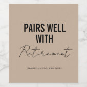 Etiket bruine beige retirement wijn (Enkel label)