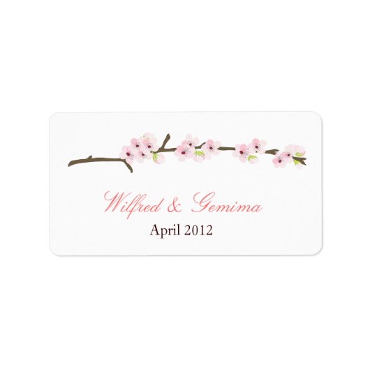 Etiket Cherry Blossom Branch Label (wit) (Voorkant)
