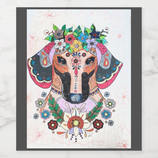 Etiket Dachshund Wine (Enkel label)