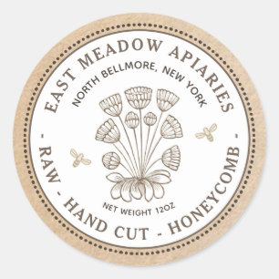 Etiket  Daisy en bijen op Kraft