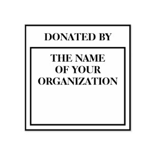 Etiket donatiestempel van het vierkante boek rubberstempel