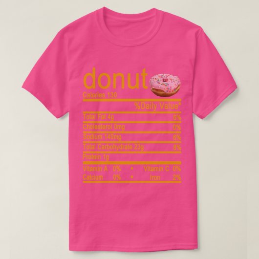 Etiket donut Nutrition Facts T-shirt (Design voorkant)