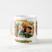 Etiket  doos van de Unie Koffiemok (Voorkant links)