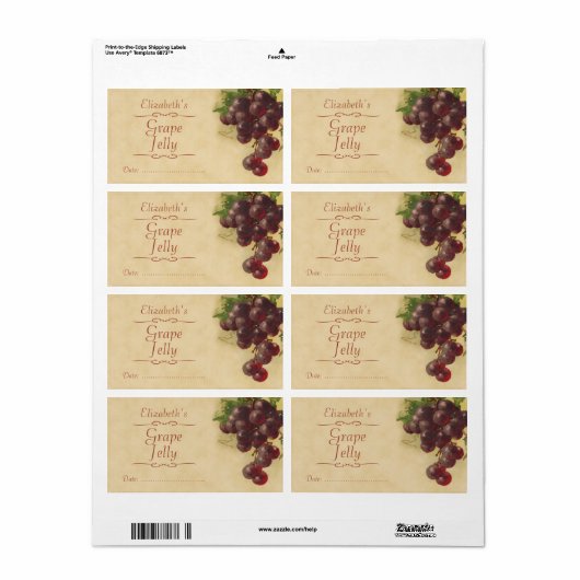 Etiket druiveninblikken (Full Sheet)