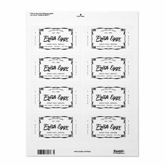 Etiket echte verse eieren (Full Sheet)