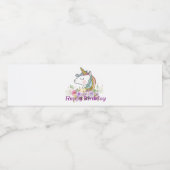 Etiket eenhoorn, paarse floraal, waterflesje (Enkel label)