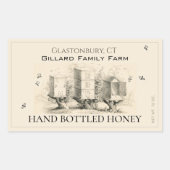 Etiket eierhoning (drie bijenkasten) (Voorkant)