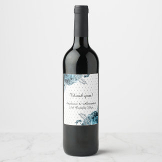 ETIKET ELEGANT AQUA GREEN FLORAL NETTO WINE