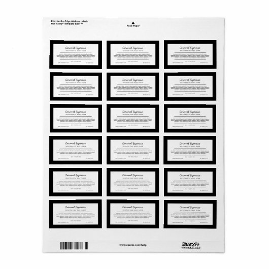 Etiket Etiket Ingrediënten Lijst Aangepaste Kleurs (Full Sheet)