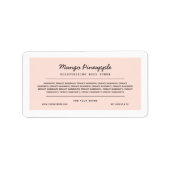 Etiket Etiket Ingrediënten Lijst Aangepaste Kleurs (Voorkant)