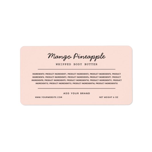 Etiket Etiket Ingrediënten Lijst Aangepaste Kleurs (Voorkant)