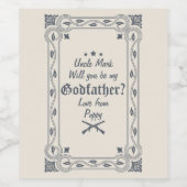 Etiket flesje: "Ben je mijn Godfather?" (Enkel label)