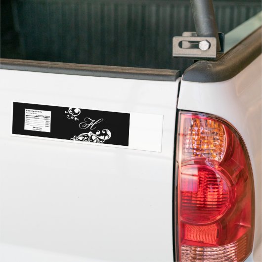 Etiket flesje zwart wit flesje Filigree Bumpersticker (Op Truck)