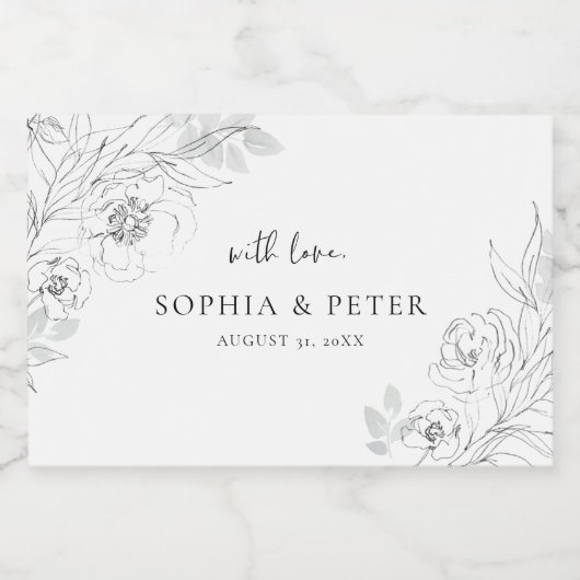 Etiket flessenbloemillustratie kaarsje (Enkel label)