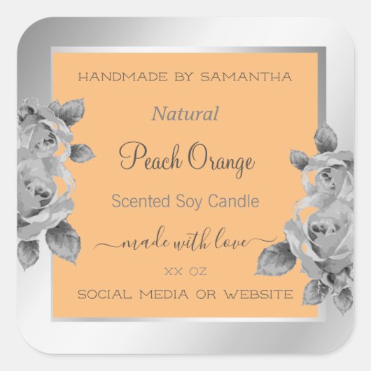 Etiket flessenverpakking Oranje zilver (Voorkant)