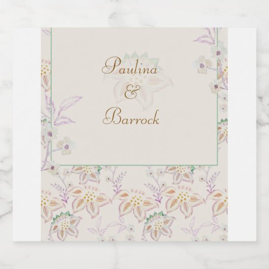 Etiket florale mousserende wijn (Enkel label)