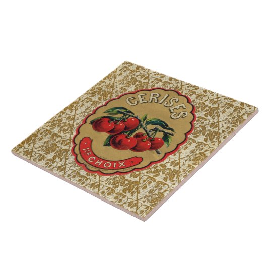 Etiket Franse  kersen Tegeltje (Zijkant)